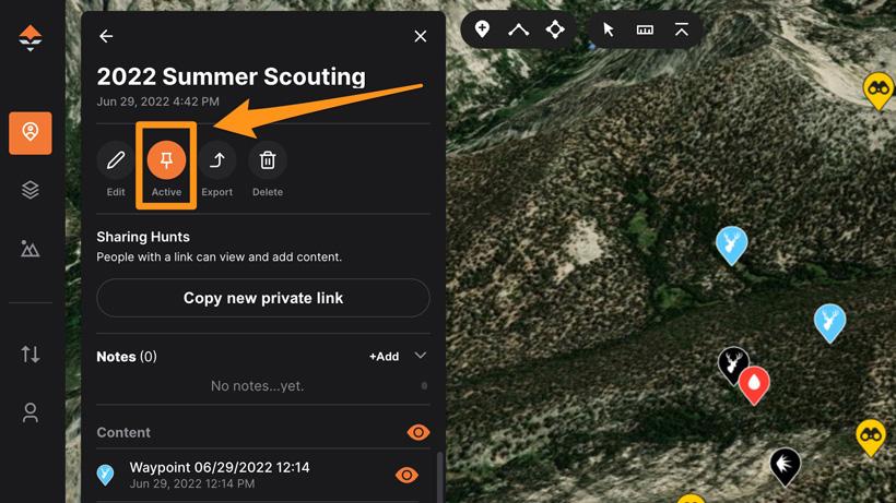Pin an active hunt folder