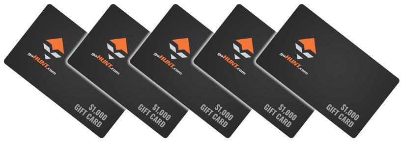 Five gohunt gear shopping spree gift cards_0