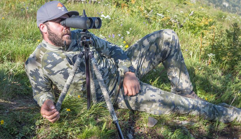 Glassing with outdoorsmans tripod and tripod head