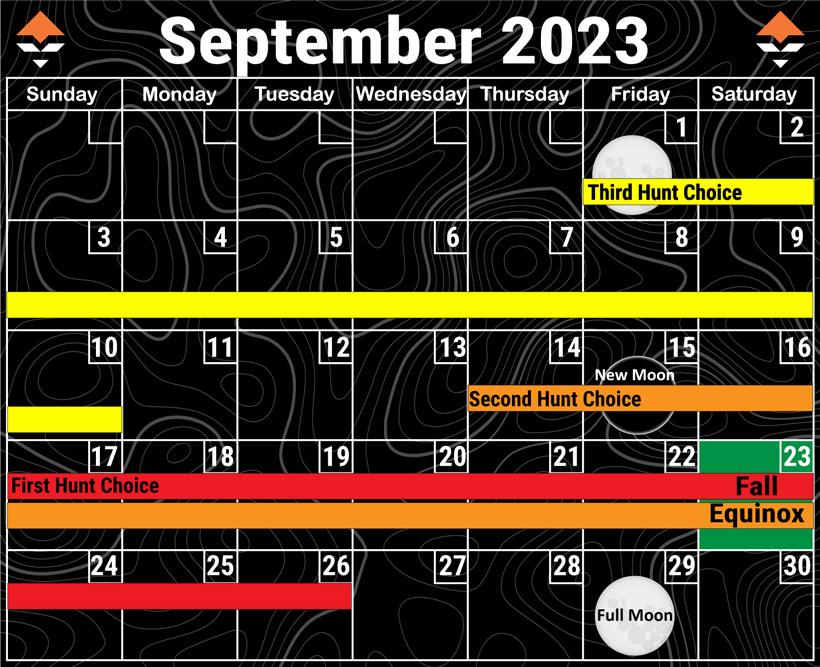 September rut elk hunt moon phase calendar