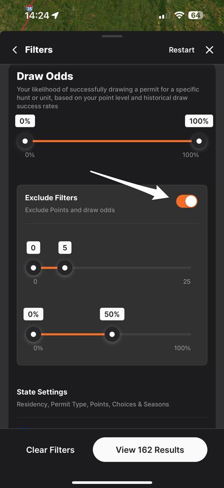 GOHUNT point exclusion filter when researching hunts