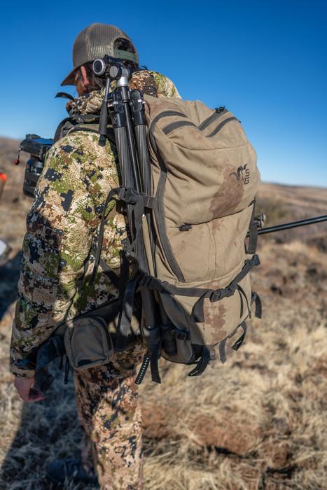 Vortex ridgeview tripod on backpack