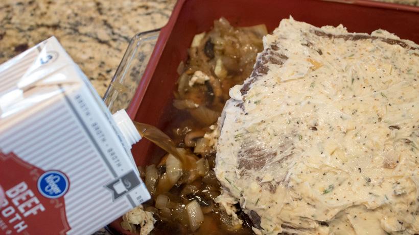 Adding beef broth to vegetables