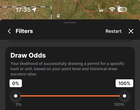 Draw odds section to see chance of getting a hunting tag