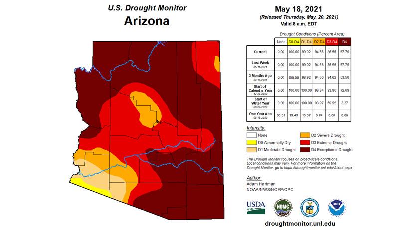 May 2021 drought status map