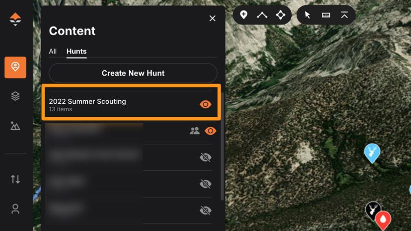 Navigate to the GOHUNT Maps content drawer