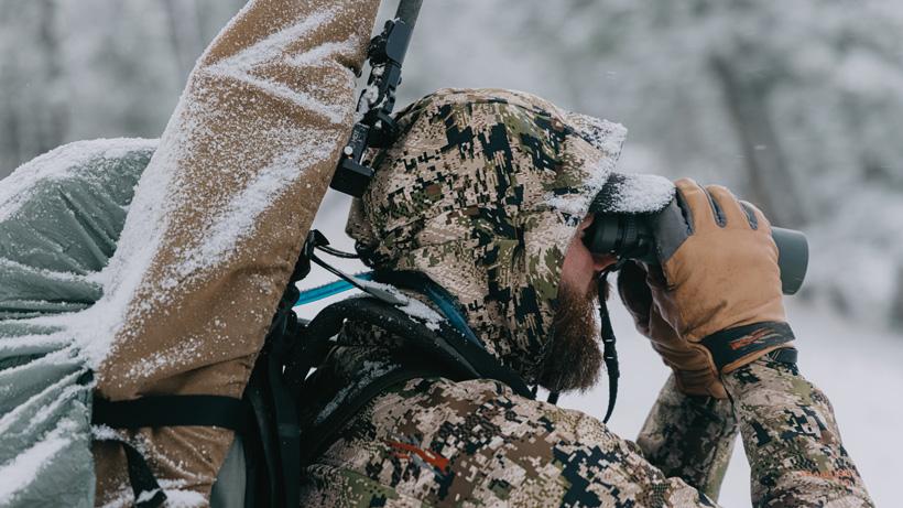Brady miller glassing in snowstorm with sitka gunner gloves