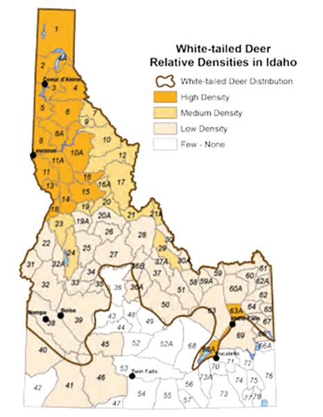 Idaho whitetail deer density map