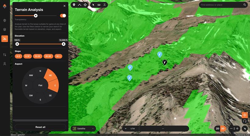 GOHUNT's terrain analysis tool for big mule deer