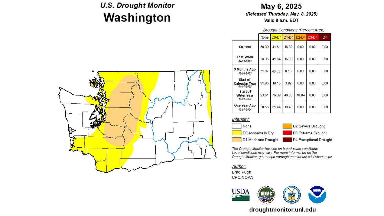 Washington early May 2025 drought status map