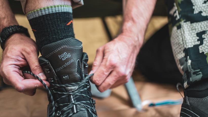 Tying a pair of Hanwag boots