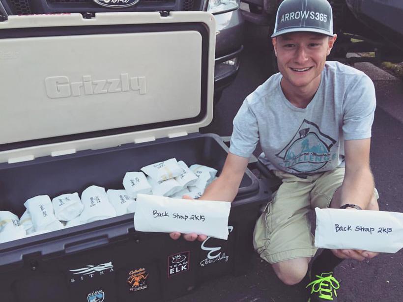 Cooler full of fresh elk meat