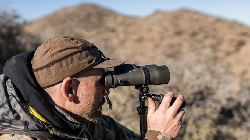 Glassing with 12x50 binoculars on tricer lp pan head