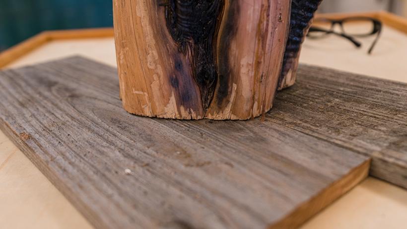 Mocking up stump and barn wood