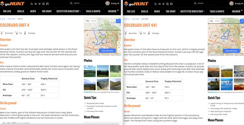 Comparing two colorado units side by side