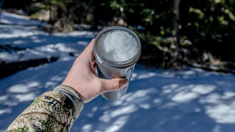Blender bottle for breakfast while hunting