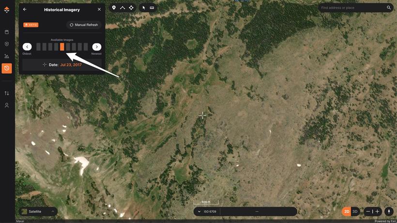 Changing year month date on gohunt maps historical imagery