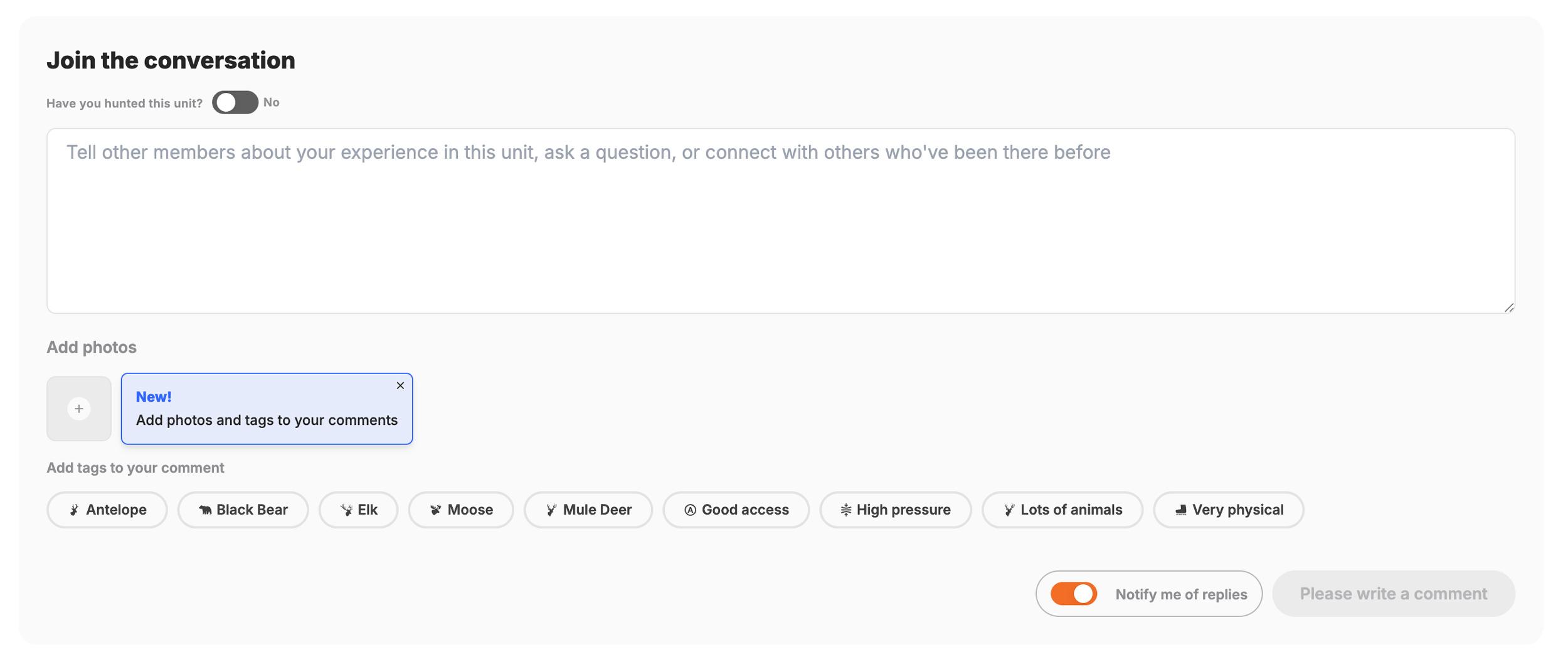 New enhanced comments on Unit Profiles for members of GOHUNT Insider