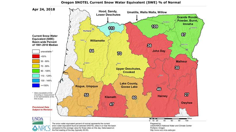 Oregon april 2018 snow water equivalent_0