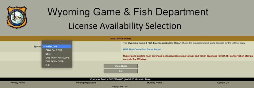 2022 wyoming leftover list screenshot