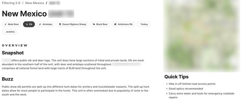New mexico elk sample unit profile