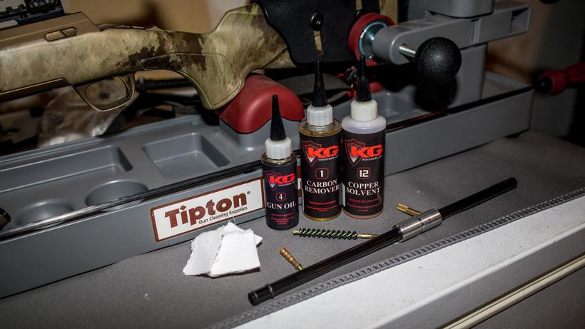 Tools and solvents needed for cleaning gun rifle bore