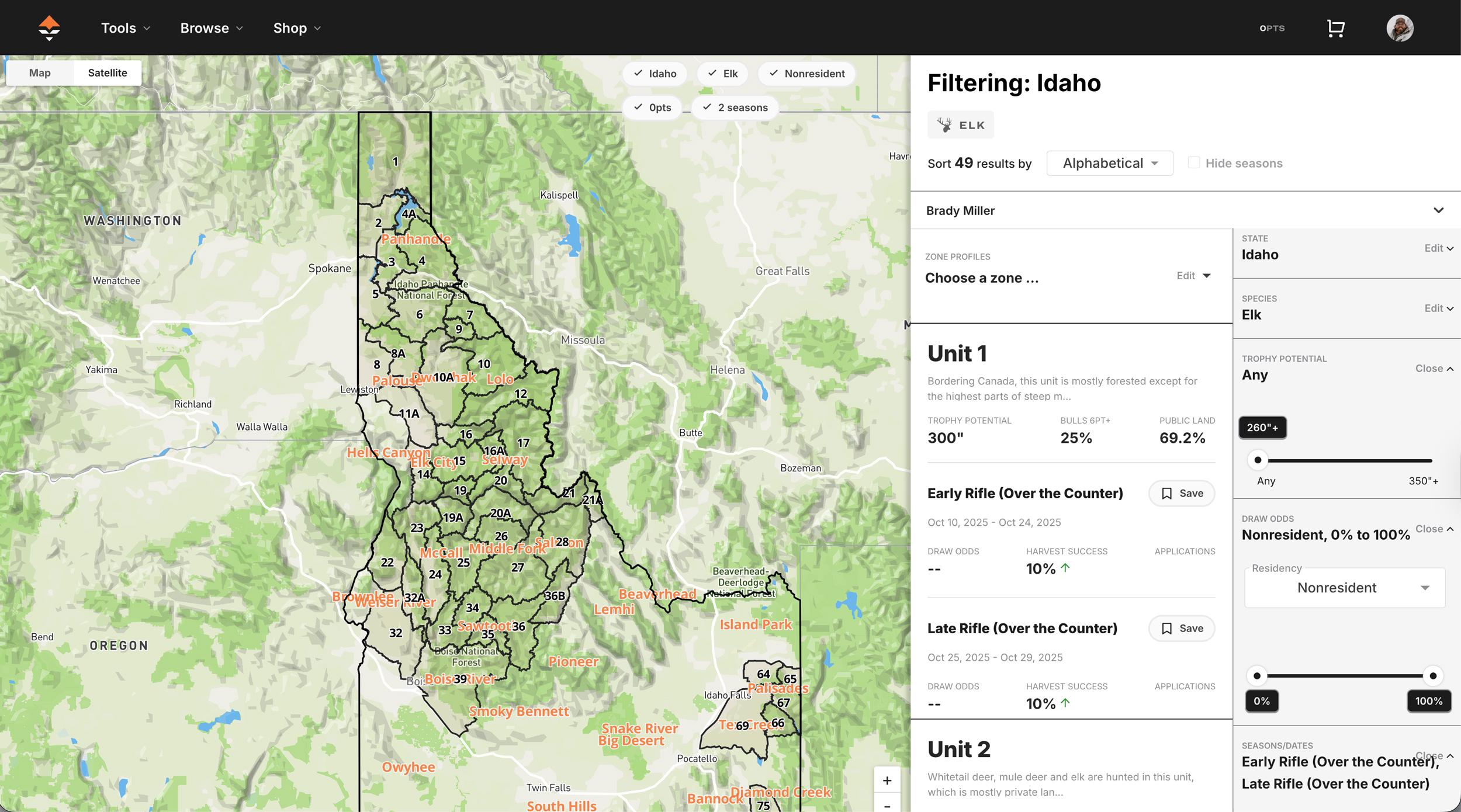 Idaho general season elk research on GOHUNT Insider Filtering