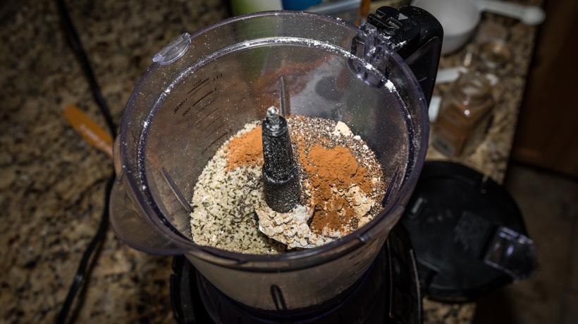 Preparing to blend high calorie backcountry breakfast