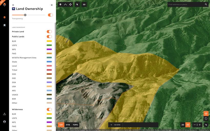 Public land and private land layer on gohunt maps