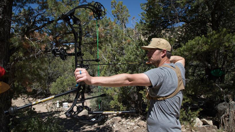 Trail kreitzer at full draw with mathews halon x bow